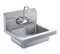 VEVOR Lavamanos con grifo y protector contra salpicaduras Fregadero de pared o empotrado 432x381x330mm Fregadero de acero inoxidable sin fugas Lavabo empotrado para restaurante Baño Inodoro Cocina Bar