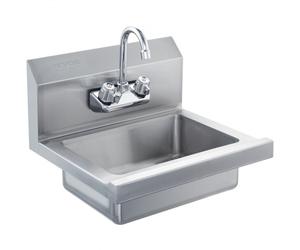 VEVOR Lavamanos con grifo y protector contra salpicaduras Fregadero de pared o empotrado 432x381x330mm Fregadero de acero inoxidable sin fugas Lavabo empotrado para restaurante Baño Inodoro Cocina Bar