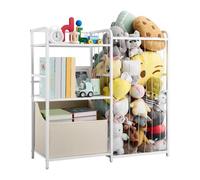 VEVOR Librería Infantil, Estantería 846 x 300 x 820 mm de 2 Niveles con Espacio para Guardar Juguetes y Baúl de Tela, Mueble para Niños para Dormitorio, Habitación Infantil y Salón, Blanco