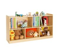 VEVOR Librería Infantil, Estantería para Juguetes de 2 Niveles 1140 x 300 x 610 mm con 5 Compartimentos, Mueble de Almacenaje para Niños para Dormitorio, Habitación Infantil, Vitrina, Marrón Claro