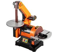 VEVOR Lijadora Combinada de Banda y Disco, Tamaño de Banda: 2,5 x 76 cm, Disco: 12,7 cm Rectificadora de Banda y Disco, 230 V Mesa Ajustable 45 ° Lijadora de Disco de Banda para Pulir Herramientas