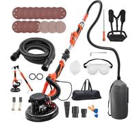 VEVOR Lijadora de Pared y Techo 1150W, Lijadora Jirafa, 5 Velocidades 800-1700 RPM, Tubo Telescópico 1,4-1,8 m, Aspiradora LED Integrados, 15 Hojas de Papel de Lija, Pulidora para Pared de Yeso Gotelé