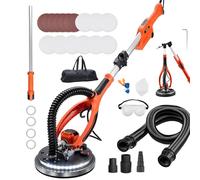VEVOR Lijadora de Pared y Techo 950 W, Lijadora Jirafa, 7 Velocidades 1000-2300 RPM, Plegable y Extensible 1,4-1,8 m, LED, Manguera de Polvo, 15 Hojas de Papel de Lija, para Suelo Pared de Gotelé Yeso