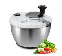 VEVOR Limpiador de Ensaladas de Acero Inoxidable de 4,5 L, Lavadora de Frutas y Verduras, Secadora Manual con Tapa para Verduras, Hierbas, Bayas, Frutas, sin BPA, Cuenco para Limpieza de Verduras