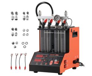 VEVOR Limpiador de Inyectores 9 Modos de Prueba 3 Modos de Limpieza, Máquina de Limpieza Ultrasónica de 4 Cilindros y 28 kHz, con Válvula de Drenaje y Voltaje de 12 V para Automóviles y Motocicletas