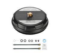 VEVOR Limpiador de Superficies con Hidrolavadora, Accesorios de Plástico con 4 Ruedas, 20,68 Mpa máx., 2 Boquillas Rociadoras, 2 Varillas Extendidas para Aceras, Patios y Terrazas, φ 385 x 120 mm