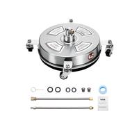 VEVOR Limpiador de Superficies con Hidrolavadora, Acero Inoxidable, 4 Ruedas, de Forma Redondo, 27,58 Mpa máx., Varillas Extendidas, Mango Doble, para Concreto, Patio, Acera, 325 x 325 x 157 mm