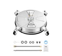 VEVOR Limpiador de Superficies con Hidrolavadora, Acero Inoxidable, 4 Ruedas, de Forma Redondo, 27,58 Mpa máx., Varillas Extendidas, Mango Doble, para Concreto, Patio, Acera, 395 x 395 x 157 mm