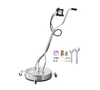 VEVOR Limpiador de Superficies con Hidrolavadora, Acero Inoxidable, 4 Ruedas, de Forma Redondo, 27,58 Mpa máx., 2 Boquillas Rociadoras, Mango Doble, para Concreto, Acera, 535 x 535 x 1500 mm