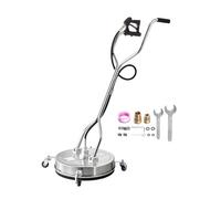 VEVOR Limpiador de Superficies con Hidrolavadora, Acero Inoxidable, 4 Ruedas, de Forma Redondo, 27,58 Mpa máx., 2 Boquillas Rociadoras, Mango Doble, para Concreto, Acera, 535 x 535 x 1500 mm