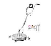 VEVOR Limpiador de Superficies con Hidrolavadora, Acero Inoxidable, 4 Ruedas, Forma Redondo, 27,58 Mpa máx., 2 Boquillas Rociadoras, Mango Doble, para Concreto, Patio, Acera, 558 x 558 x 1500 mm