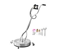 VEVOR Limpiador de Superficies con Hidrolavadora, Acero Inoxidable, 4 Ruedas, Forma Redondo, 27,58 Mpa máx., 2 Boquillas Rociadoras, Mango Doble, para Concreto, Patio, Acera, 558 x 558 x 1500 mm