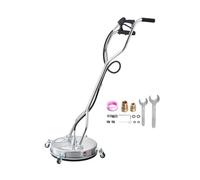 VEVOR Limpiador de Superficies con Hidrolavadora, Acero Inoxidable, 4 Ruedas, Forma Redondo, 27,58 Mpa máx., 2 Boquillas Rociadoras, Mango Doble, para Concreto, Patio, Acera, 465 x 465 x 1465 mm