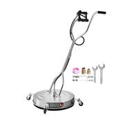 VEVOR Limpiador de Superficies con Hidrolavadora, Acero Inoxidable, 4 Ruedas, Forma Redondo, 27,58 Mpa máx., 2 Boquillas Rociadoras, Mango Doble, para Concreto, Patio, Acera, 612 x 612 x 1500 mm