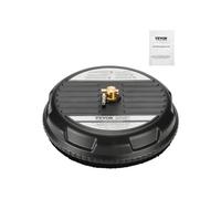 VEVOR Limpiador de Superficies para Hidrolavadora con 4 Ruedas, Redondo, Plástico, 20,68 Mpa máx., Conector Rápido de 0,635 cm, 2 Boquillas Rociadoras, para Aceras, Patios, Negro, φ 385 x 120 mm