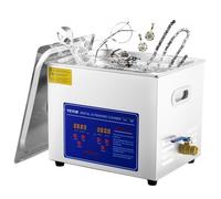 VEVOR Limpiador ultrasónico 10L Limpiador Ultrasonidos Profesional de Acero Inoxidable, 240W Máquina de Ultrasonido con Temporizador Digital, Temperatura Ajustable, para Joyas, Relojes, Laboratorio