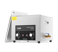 VEVOR Limpiador Ultrasónico 15 L con Temporizador de Calentamiento y Cesta Equipo de Limpieza Ultrasónico Digital Profesional 360 W para Relojes Instrumentos Gafas Monedas Piezas de Metal Plata