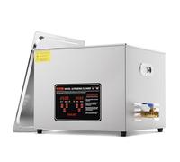 VEVOR Limpiador Ultrasónico 15 L con Temporizador y Calentador 360 W Limpiador Ultrasónico Digital 40 kHz con Cesta para Reloj Gafas Soporte de Joyería Piezas Industriales Herramientas Plata
