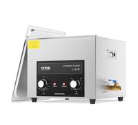 VEVOR Limpiador Ultrasónico 15 L con Temporizador de Calentamiento y Cesta Equipo de Limpieza Ultrasónico Digital Profesional 360 W para Relojes Instrumentos Gafas Monedas Piezas de Metal Plata
