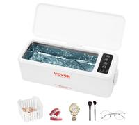 VEVOR Limpiador Ultrasónico 470 mL Dispositivo de Limpieza Ultrasónico Doméstico con Cesta de Bandeja Ultrasónica de Acero Inoxidable para Limpieza Profunda de Joyas Gafas Relojes Dentaduras Postizas