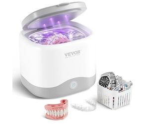 VEVOR Limpiador Ultrasónico para Dentaduras Postizas Dispositivo de Limpieza de Retenedores 0,18L con Luz UV 30W para Retenedores de Dientes Alineadores Protector Bucal Cabezal de Cepillo de Dientes
