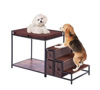 VEVOR Litera para Mascotas con Escaleras de 1245 x 500 x 660 mm, Percha para Ventana para Perros o Gatos con Espacio de Almacenamiento para Uso en Interiores, Hogar, Cerca de Cama y Ventana, Marrón