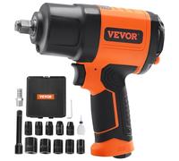 VEVOR Llave de impacto de aire accionamiento cuadrado 1/2" pistola de impacto ligera par de aflojamiento de 1400 pies-libras con 11 vasos de impacto de acero CR-V para camiones, mecánico profesional