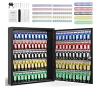 VEVOR Armario para Llaves con 100 Ganchos Caja para Llaves de Pared de Acero 38x8,4x45cm Armario con Soporte para Llaves Cerradura 100 Etiquetas 2 Llaves Almacenamiento Seguro para Oficina Hotel Hogar