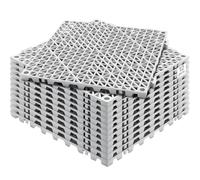 VEVOR Loseta de PVC Losetas Autoventiladas 12 PCS Baldosa de Clip Calada para Suelo 30x30x1,5 cm Baldosa de Jardín de Enclavamiento Drenaje Rápido Interior Exterior para Terraza Cocina Spa Baño, Gris