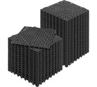 VEVOR Loseta de PVC Losetas Autoventiladas 50 PCS Baldosa de Clip Calada para Suelo 30x30x1,5 cm Baldosa de Jardín de Enclavamiento Drenaje Rápido Interior Exterior para Terraza Cocina Spa Baño, Negro