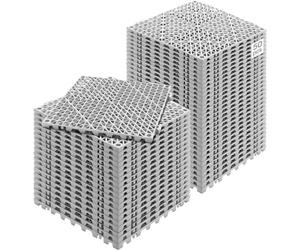 VEVOR Loseta de PVC Losetas Autoventiladas 50 PCS Baldosa de Clip Calada para Suelo 30x30x1,5 cm Baldosa de Jardín de Enclavamiento Drenaje Rápido Interior Exterior para Terraza Cocina Spa Baño, Gris
