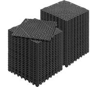 VEVOR Loseta de PVC Losetas Autoventiladas 55 PCS Baldosa de Clip Calada para Suelo 30x30x1,5 cm Baldosa de Jardín de Enclavamiento Drenaje Rápido Interior Exterior para Terraza Cocina Spa Baño, Negro