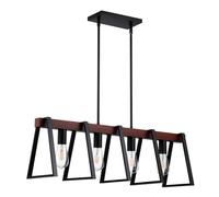 VEVOR Luces Colgantes de Isla de Cocina de 4 Luces, 60 W, Lámpara de Comedor Ajustable con Varillas, 850 x 1390 mm, Marco de Metal Industrial Lámparas Lineales de Granja Luces para Comedor, E27