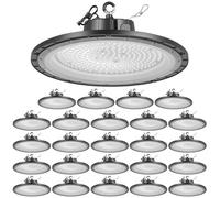 VEVOR Luminaria Industrial de Gran Altura, 20 uds, LED, 5000 K, 150 W, 21000 lm, IP65 Resistente al Agua, de 100-277 V, para Almacenes, Talleres, Fábricas y Gimnasios, Negro, 300 x 300 x 80 mm