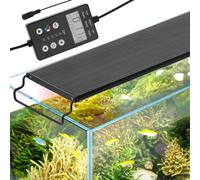 VEVOR Luz de Acuario con Monitor LCD, Luz de Tanque de Peces de Espectro Completo de 18 W, Brillo Ajustable y Temporizador, Soportes Extensibles de Carcasa de Aleación de Aluminio 450 x 95 x 35 mm