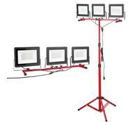 VEVOR Luz de Trabajo LED con Soporte, 15 000 Lúmenes, Luz de 3 Cabezales con Interruptor Individual, Trípode y Cable de Alimentación de 3,3 m para Obras de Construcción, Resistente al Agua IP65