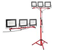 VEVOR Luz de Trabajo LED con Soporte, 15 000 Lúmenes, Luz de 3 Cabezales con Interruptor Individual, Trípode y Cable de Alimentación de 3,3 m para Obras de Construcción, Resistente al Agua IP65