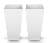 VEVOR Macetas Altas para Plantas 655 mm, 2 Unidades, Maceteros Grandes para Interior y Exterior, con Ruedas con Freno Tapón de Drenaje Depósito, Decoración para Jardín Porche Salón Oficina, Blanco
