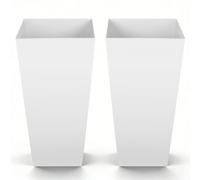 VEVOR Macetas Altas para Plantas 655 mm, 2 Unidades, Maceteros Grandes para Interior y Exterior, con Ruedas con Freno Tapón de Drenaje Depósito, Decoración para Jardín Porche Salón Oficina, Blanco