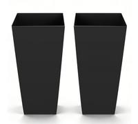 VEVOR Macetas Altas para Plantas 655 mm, Juego de 2 Piezas, Maceteros Grandes para Interior y Exterior, Cónico Cuadrado, con Ruedas Depósito Drenaje, Decoración para Jardín Porche Salón Oficina, Negro