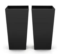 VEVOR Macetas Altas para Plantas 750 mm, Paquete de 2 Piezas, Maceteros Grandes para Interior y Exterior, Cónico Cuadrado con Ruedas Depósito Tapón de Drenaje, Plástico, para Jardín Patio Salón, Negro