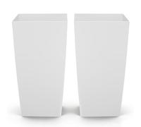 VEVOR Macetas Altas para Plantas 750 mm, Paquete de 2 Piezas, Maceteros Grandes para Interior y Exterior, con Ruedas Depósito, Diseño Moderno, Plástico, Decoración para Jardín Patio Hogar, Blanco