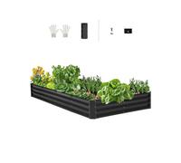 VEVOR Macetero Elevado de Metal para Jardín, Cama de Plantación Cuadrada Galvanizada de 2395 x 1200 x 280 mm con Fondo Abierto para Cultivar Verduras, Flores, Hierbas y Suculentas, Gris Oscuro