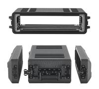 VEVOR Maleta para Rack 2U Profundidad de 260 mm, Caja de Soporte de Sonido con Compartimento para Micrófono, Carcasa para Audio, Construcción de Polietileno, Cierres Empotrados, para Amplificador