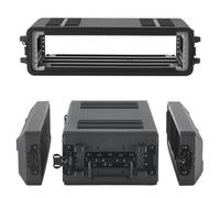 VEVOR Maleta para Rack 2U Profundidad de 260 mm, Caja de Soporte de Sonido con Compartimento para Micrófono, Carcasa para Audio, Construcción de Polietileno, Cierres Empotrados, para Amplificador