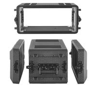 VEVOR Maleta para Rack 4U Profundidad de 260 mm, Caja de Soporte de Sonido con Compartimento para Micrófono, Carcasa para Audio, Construcción de Polietileno, Cierres Empotrados, para Amplificador
