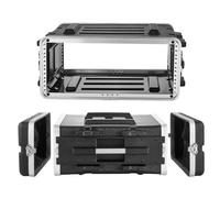 VEVOR Maleta para Rack 4U Profundidad de 480 mm, Caja de Soporte de Sonido con Construcción ABS, Cierres Empotrados, Carcasa para Audio, Cubierta Frontal y Trasera Desmontables, para Amplificador