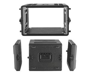 VEVOR Maleta para Rack 6U Profundidad de 390 mm, Caja de Soporte de Sonido con Compartimento para Micrófono, Carcasa para Audio, Construcción de Polietileno, Cierres Empotrados, para Amplificador
