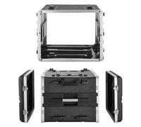 VEVOR Maleta para Rack 8U Profundidad de 480 mm, Caja de Soporte de Sonido con Construcción ABS, Espacio para Rack de 7U y Espacio para Ruedas de 1U, con Asa Retráctil, Cierres, para Amplificador