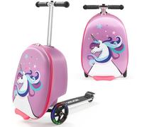 VEVOR Maleta Patinete Infantil 315 x 670 x 790 mm Capacidad de 20 L con Ruedas de Poliuretano Asa Ajustable Agarre Antideslizante de TPR Plegable y Ligera para Niños Mayores de 5 Años, Morado